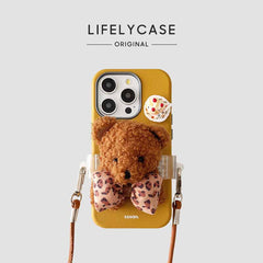 iPhone Lanyard Series | Bear Back Clip Leather Phone Case