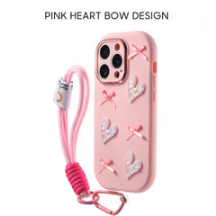 iPhone Lanyard Series | Ballet Style Love Bow Liquid Silicone Phone Case