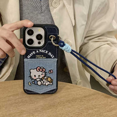 iPhone Lanyard Series | Card Holder Design Hello Kitty Mobile Phone Case