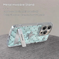 iPhone Lanyard Series | Blue Polka Dot Folding Stand Phone Case