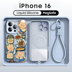 iPhone Lanyard Series | Butter Bear Liquid Silicone MagSafe Phone Case