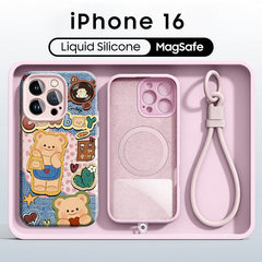 iPhone Lanyard Series | Butter Bear Liquid Silicone MagSafe Phone Case