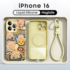 iPhone Lanyard Series | Butter Bear Liquid Silicone MagSafe Phone Case