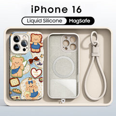 iPhone Lanyard Series | Butter Bear Liquid Silicone MagSafe Phone Case