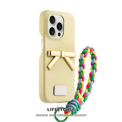 iPhone Lanyard Series | 3D Metal Bow Leather Phone Case